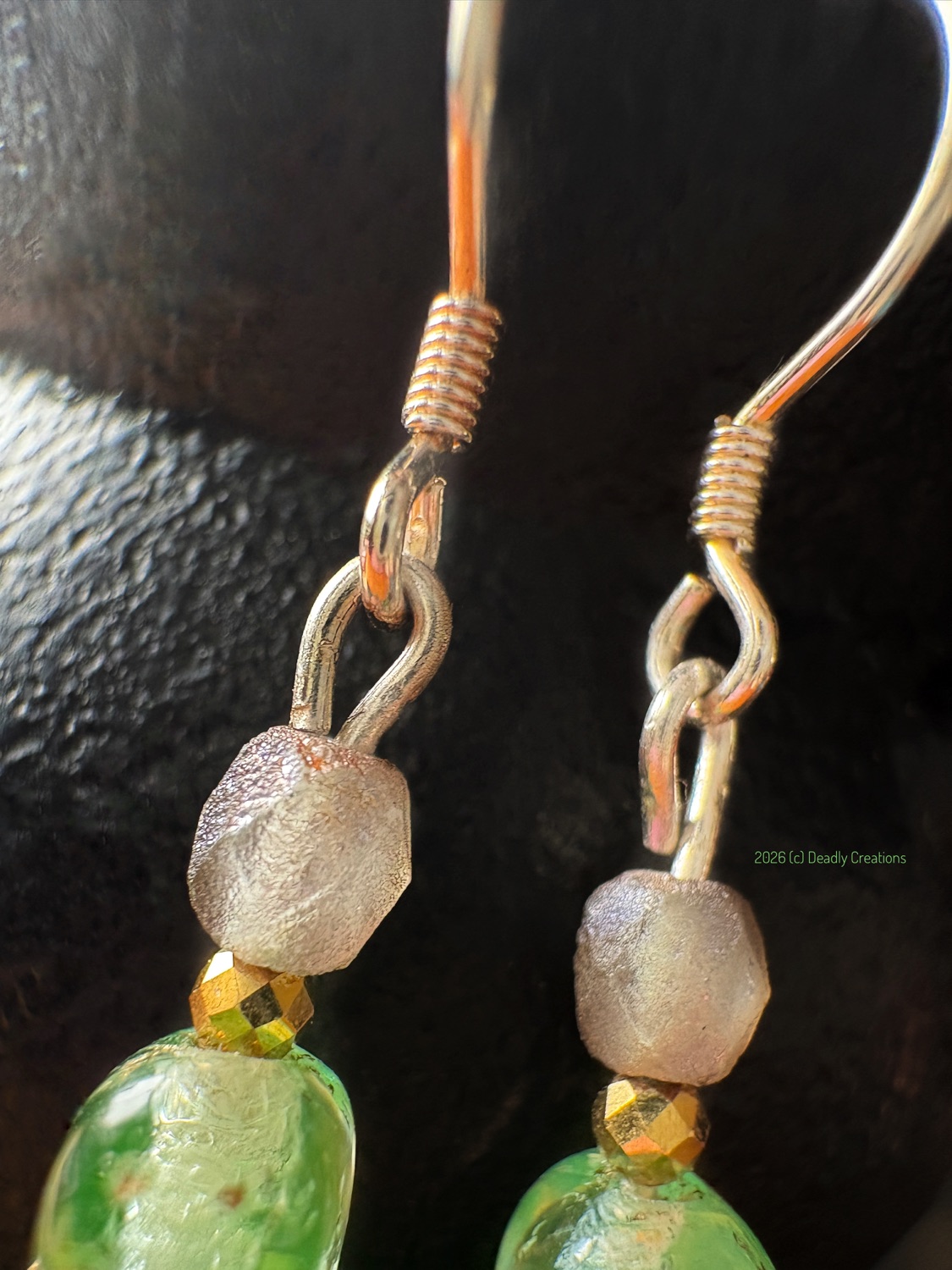 Uranium glass goddess drop earrings